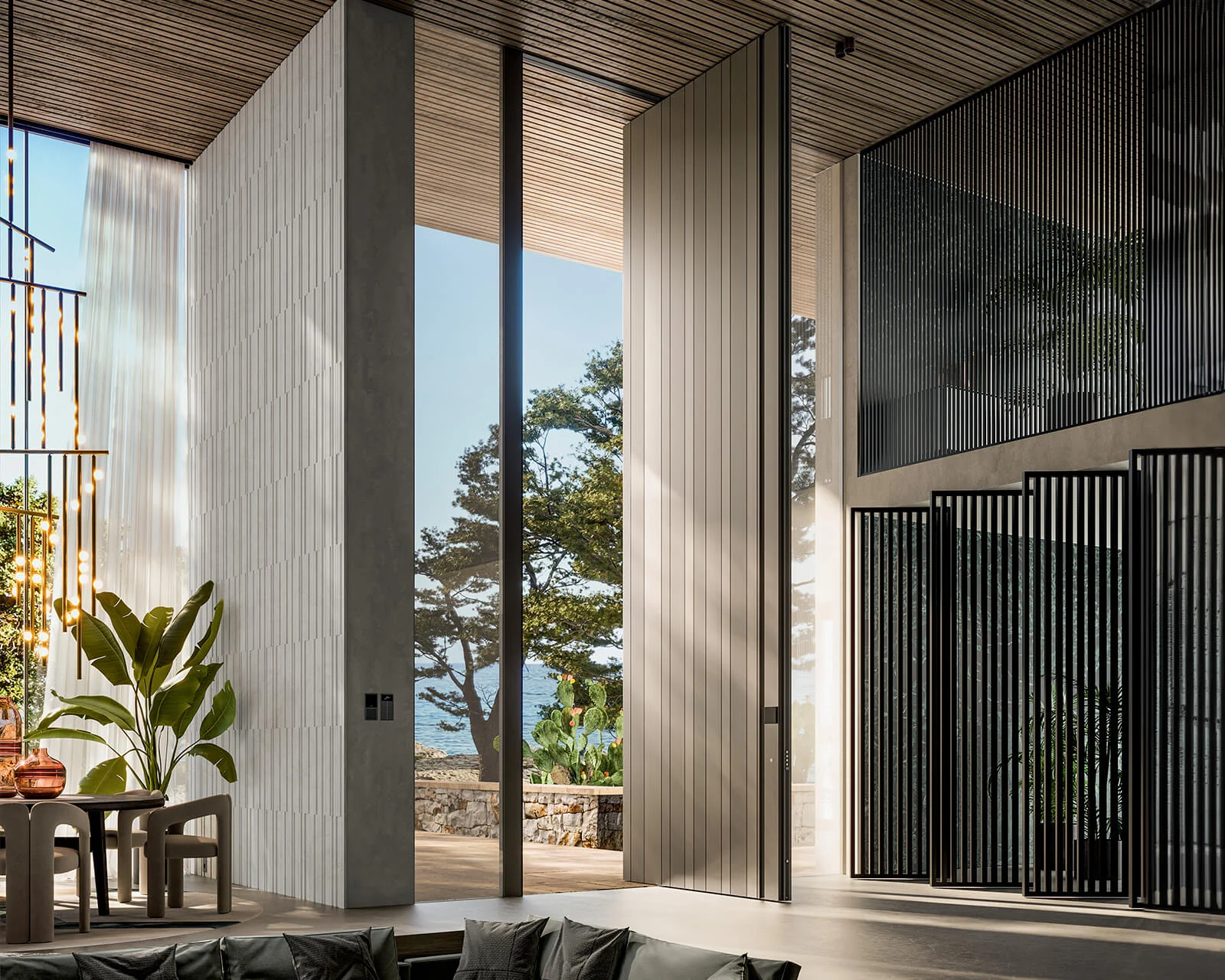 Oikos Synua entrance integrated into an interior wall.