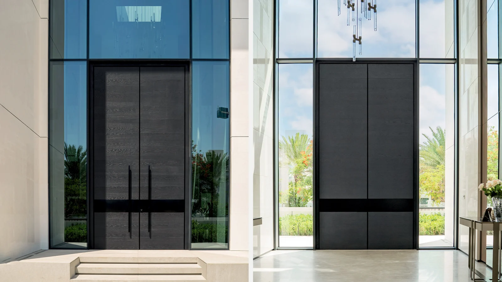 Oikos Tekno double leaf entrance shown in official Oikos photography.