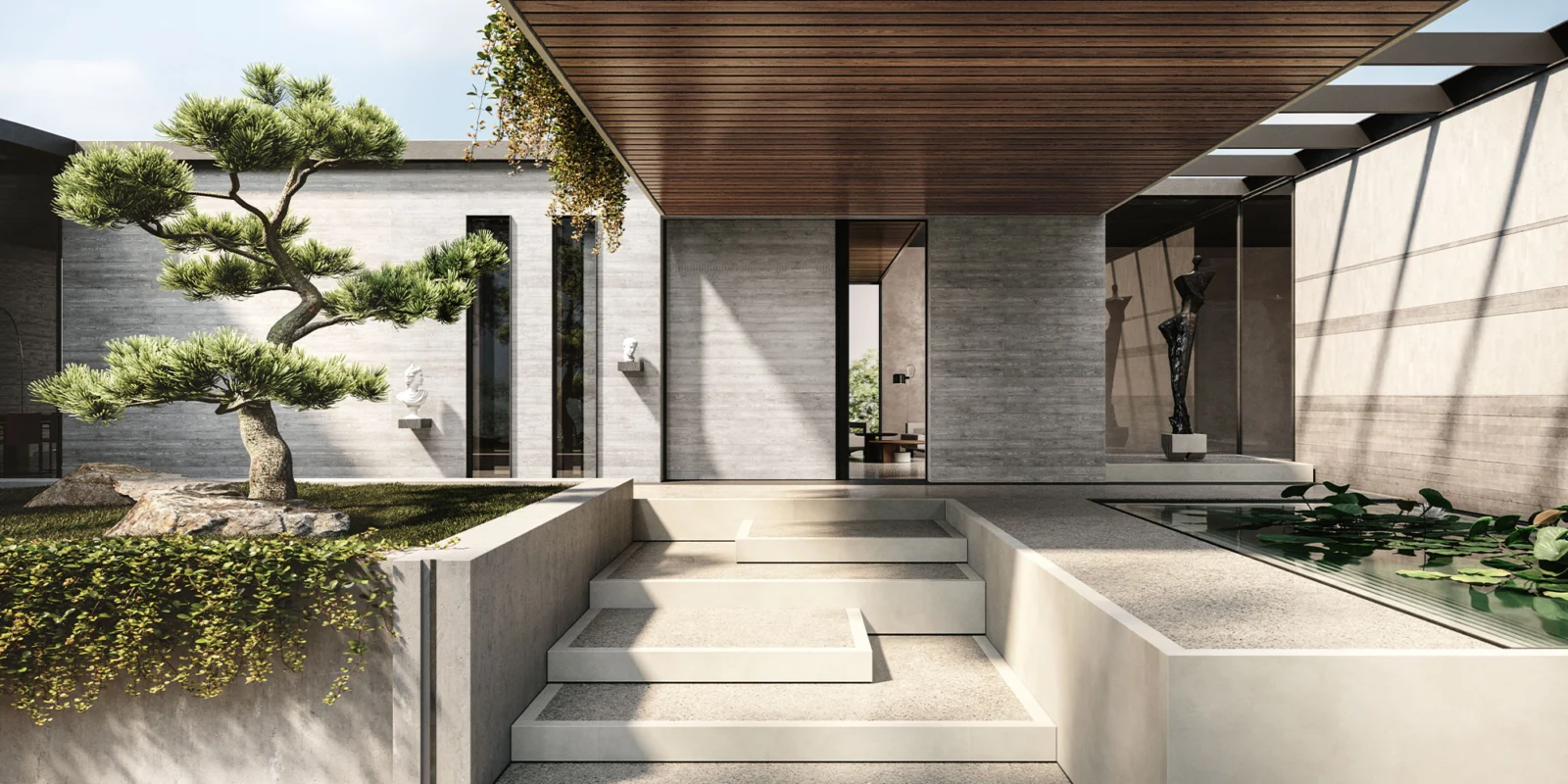Oikos Vela sliding entrance within a contemporary architectural composition.